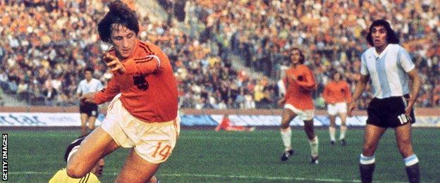 Johan Cruyff v Argentina in 1974