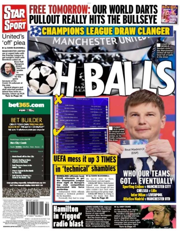 Tuesday's Star back page with the headline 'Oh balls'