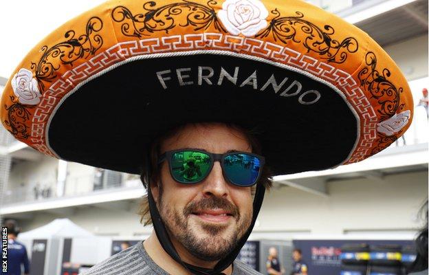 McLaren F1 driver Fernando Alonso wearing a Sombrero