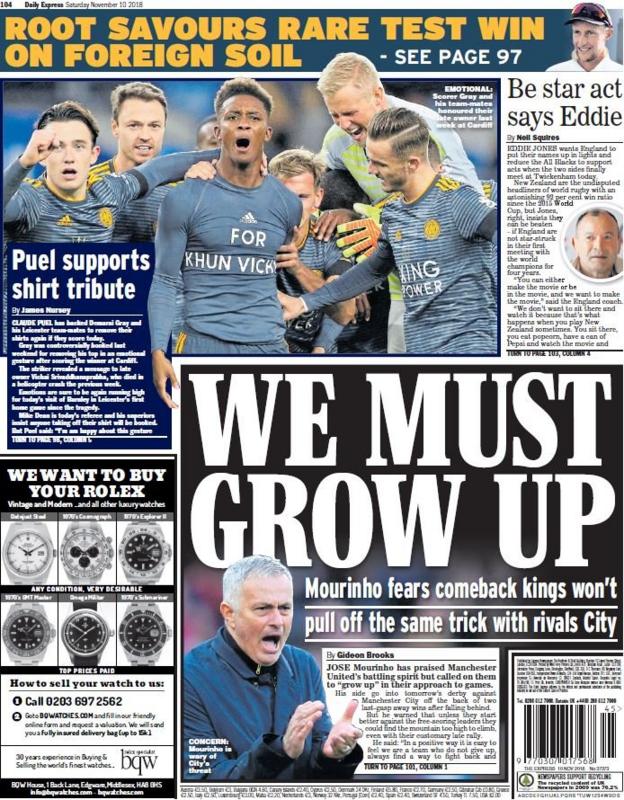 Express back page on Saturday