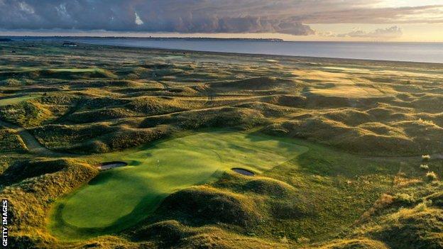 An aerial view of the eighth hole at Royal St George's