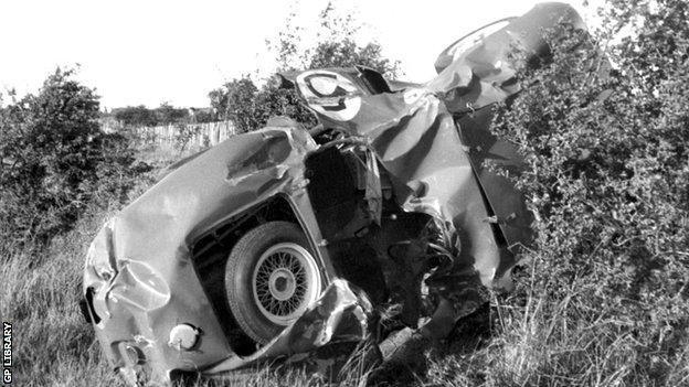 Oliver Gendebien's crashed Ferrari