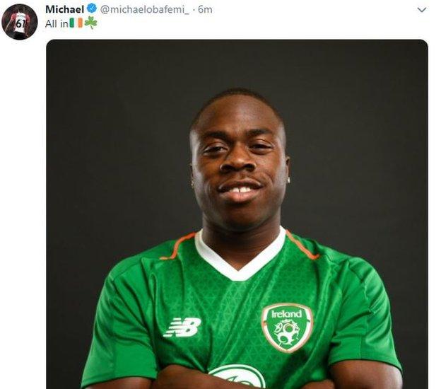 Republic of Ireland striker Michael Obafemi
