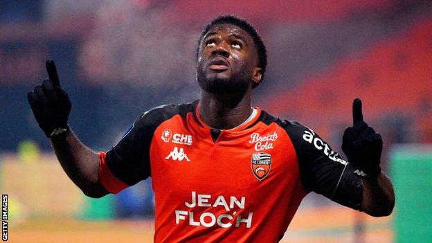 Terem Moffi in action for Lorient