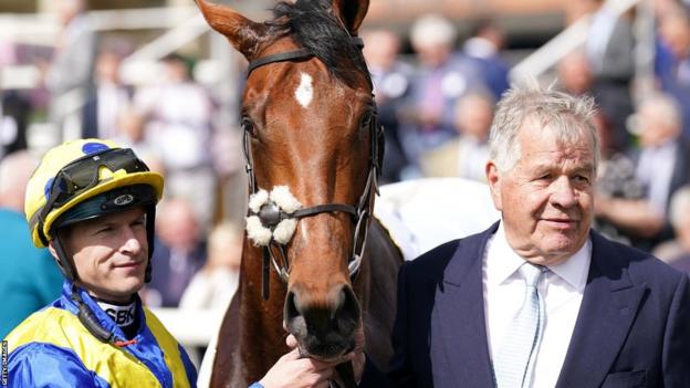 Jockey Richard Kingscote and Sir Michael Stoute