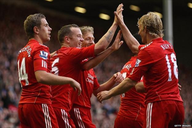 Liverpool celebrate at Anfield