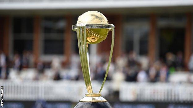 The men's Cricket World Cup trophy