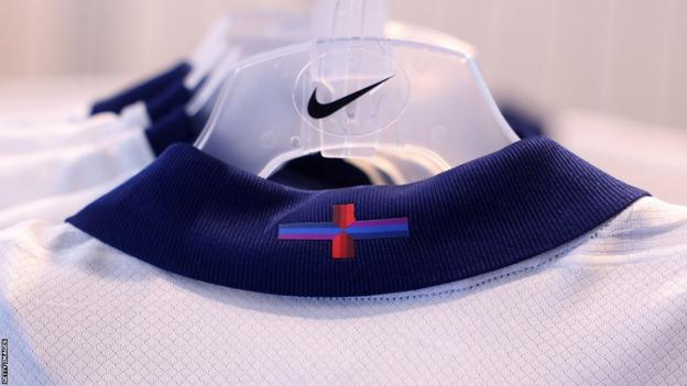 The new England shirt has what Nike calls a "playful update" to the St George's Cross