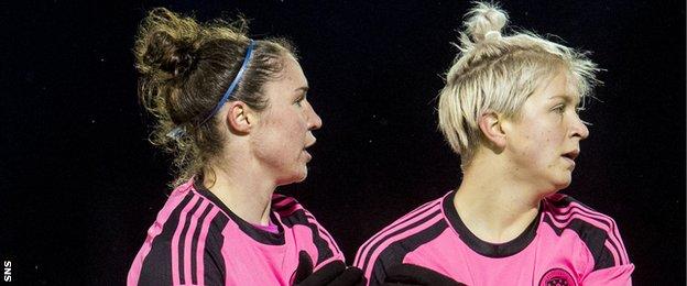 Scotland women players celebrating