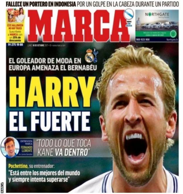 Harry Kane on the front cover of Marca