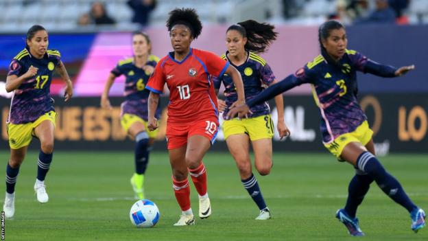 Marta Cox plays for Panama against Colombia during the 2024 CONCACAF Gold Cup