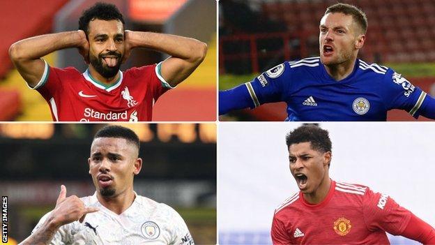 Mohamed Salah, Jamie Vardy, Gabriel Jesus et Marcus Rashford