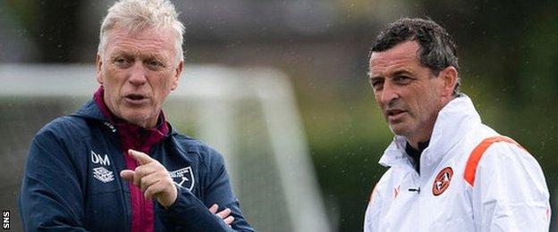 West Ham United manager David Moyes and Dundee United counterpart Jack Ross