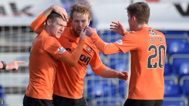 Dundee United celebrate against Ross County