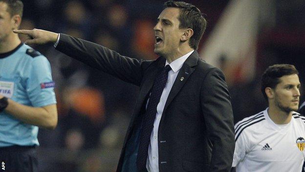 Valencia manager Gary Neville