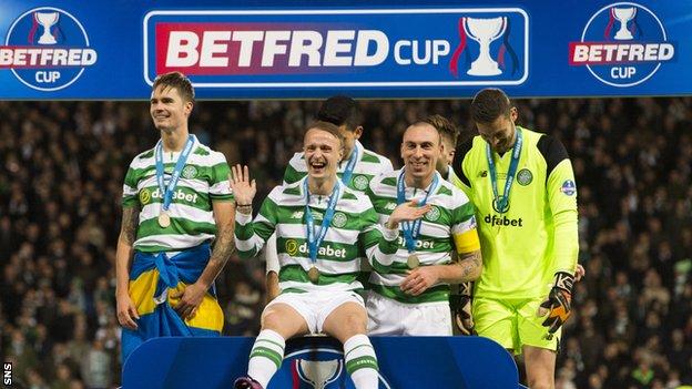 Celtic celebrate their Scottish League Cup final win