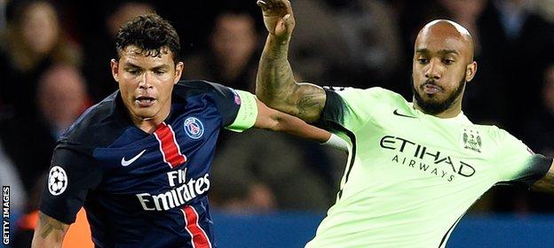 Manchester, UK. 12th Apr, 2016. Gregory van der Wiel (PSG) Football/Soccer  : Gregory van der Wiel of Paris Saint-Germain during the UEFA Champions  League Quarter-final 2nd leg match between Manchester City and