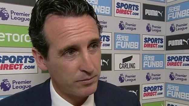 Newcastle 1-2 Arsenal: Unai Emery unhappy with Arsenal's first-half performance - BBC Sport