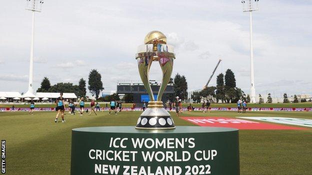 The Women's World Cup trophy at the opening game at Mount Maunganui