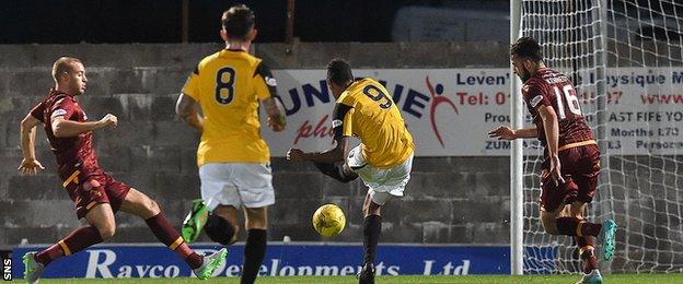 Nathan Austin scores for East Fife against Motherwell