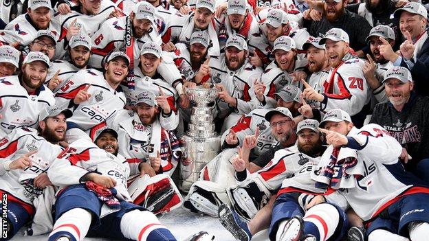Washington Capitals celebrate winning the Stanley Cup