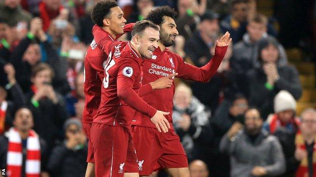 Liverpool lead the Premier League by six points