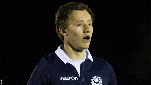 Murdo McAndrew in action for Scotland Under-20s