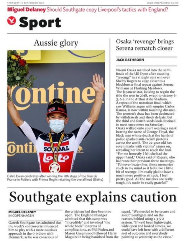 The sport section of the Independent