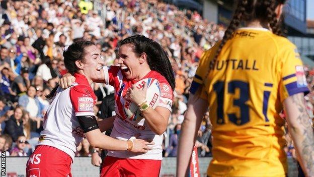 St Helens winger Leah Burke scored two of her side's six tries in Leeds