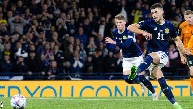 Ryan Christie nets a late penalty for Scotland