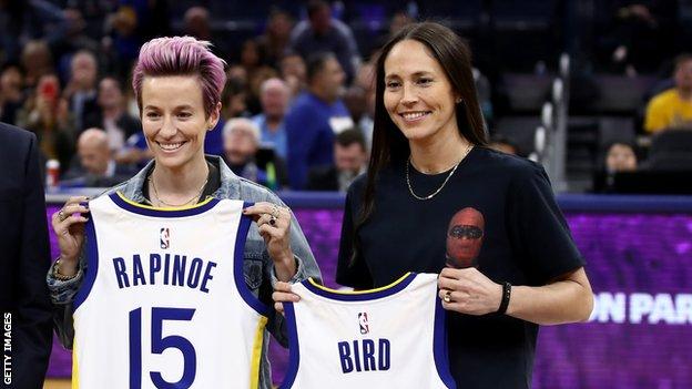 World Cup winner Megan Rapinoe (left) and WNBA star Sue Bird