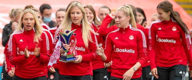 Aberdeen Women avec le trophée SWPL2