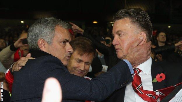 Louis van Gaal (right) was replaced by Jose Mourinho as Manchester United manager