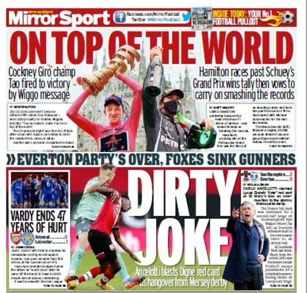 Monday's back pages BBC Sport