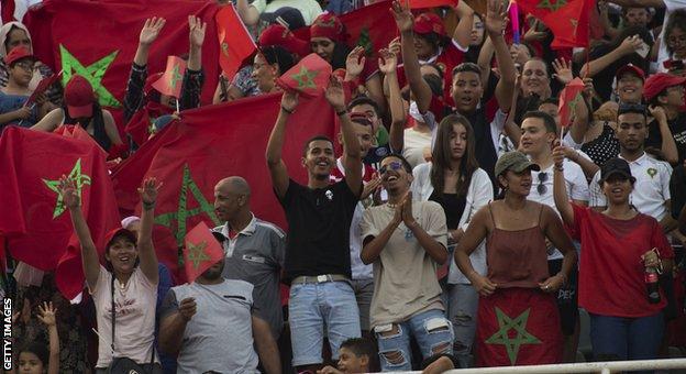 Morocco fans at the Women's Africa Cup of Nations final
