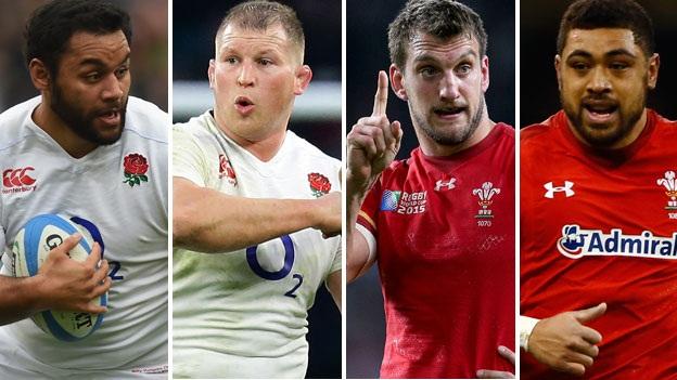England's Billy Vunipola and Dylan Hartley and Wales pair Sam Warburton and Taulupe Faletau