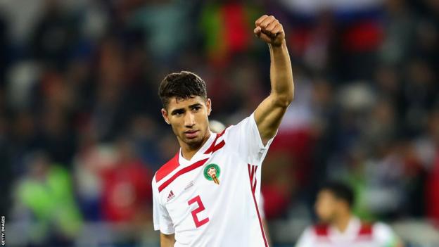 Achraf Hakimi of Morocco during the 2018 FIFA World Cup Russia