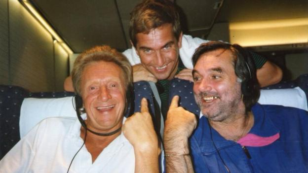 Garry Richardson with Denis Law and the late George Best