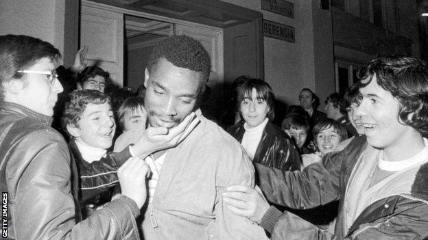 Laurie Cunningham with West Brom fans