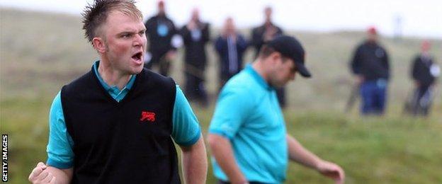 Andy Sullivan was partnered by Jack Senior in both his foursomes victories at Royal Aberdeen