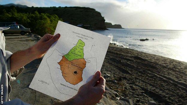 Montserrat exclusion zone map