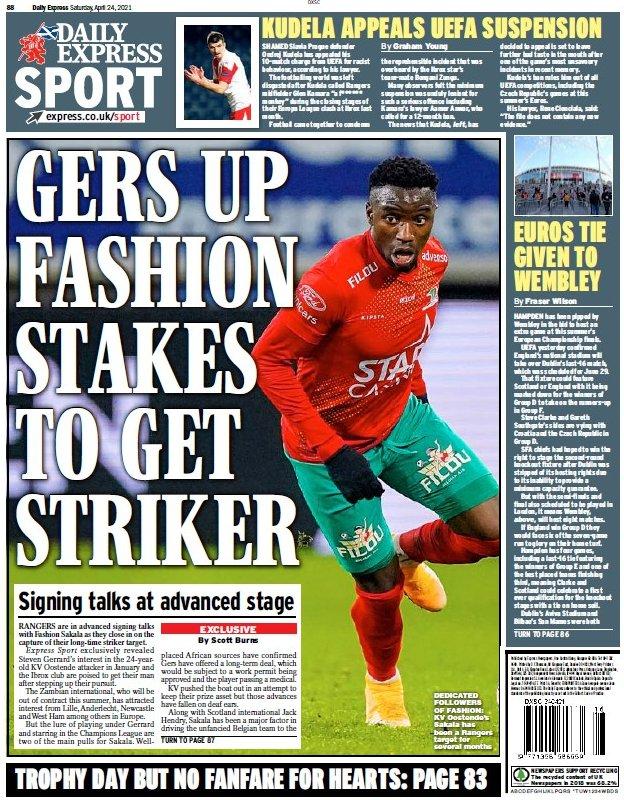 The back page of the Scottish Daily Express on 240421
