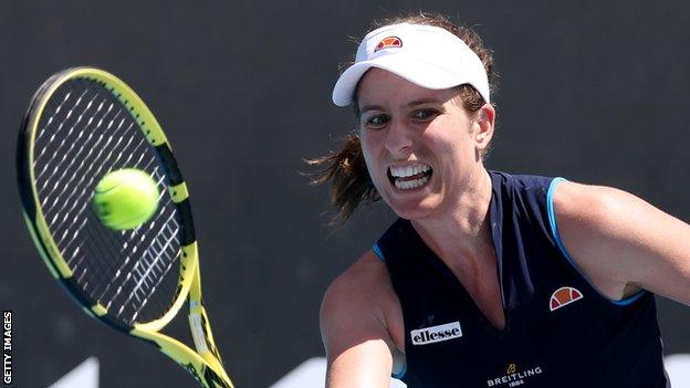 Johanna Konta in action at the Gippsland Trophy event in Melbourner