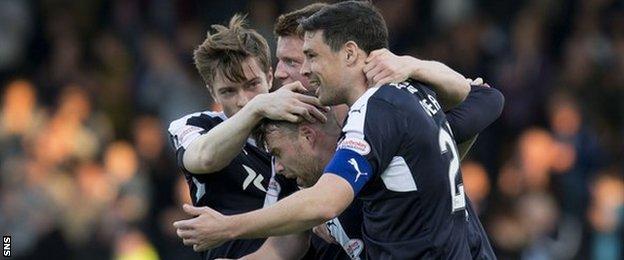 Rory Loy celebrates his goal for Dundee