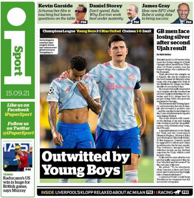 Wednesday's i newspaper back page