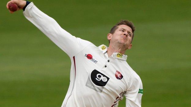 Part-time spinner Joe Denly's 4-36 surpassed his 3-24 against Warwickshire at Tunbridge Wells in June as his career-best first-class bowling figures