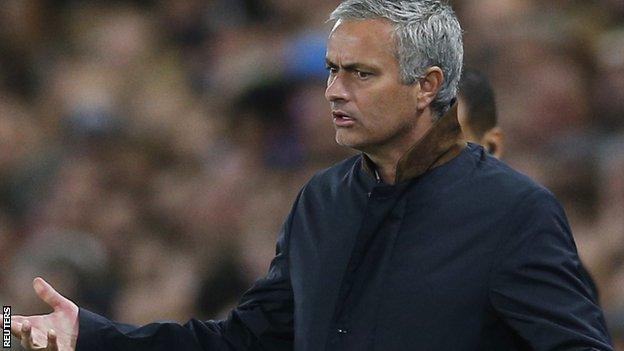 Jose Mourinho was not on the Chelsea bench for Saturday's defeat at Stoke as he served a one-game stadium ban