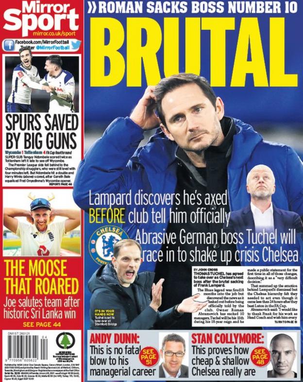 Tuesday's back pages BBC Sport