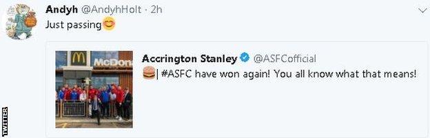 Accrington's owner on Twitter