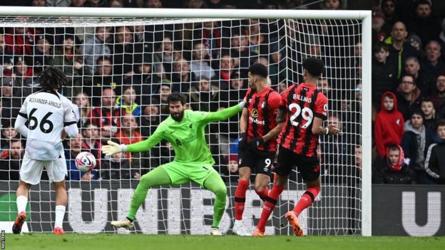 Philip Billing scores Bournemouth's winner against Liverpool